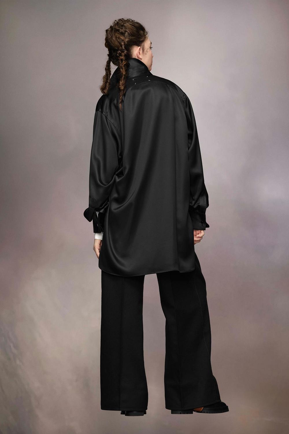 Black Maison Margiela Silk Shirt Dress | AU_MM54185