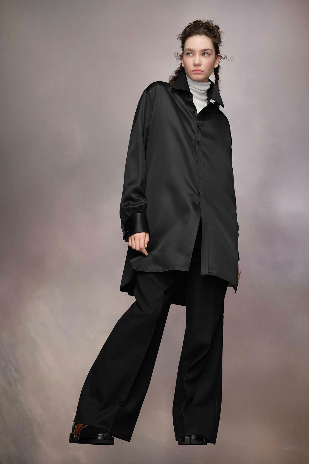 Black Maison Margiela Silk Shirt Dress | AU_MM54185