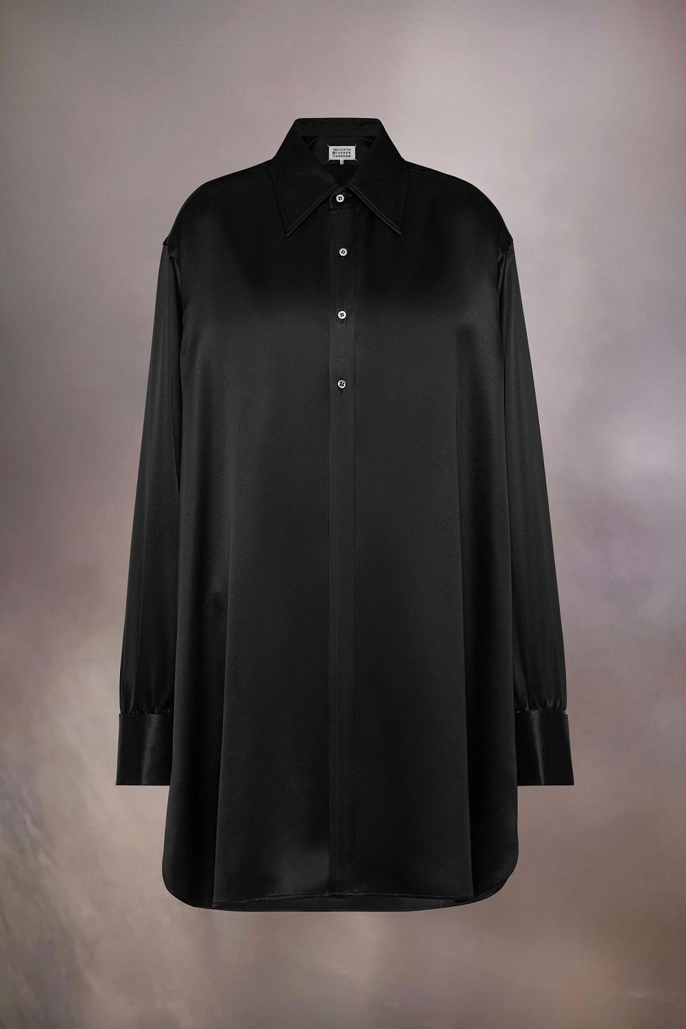 Black Maison Margiela Silk Shirt Dress | AU_MM54185