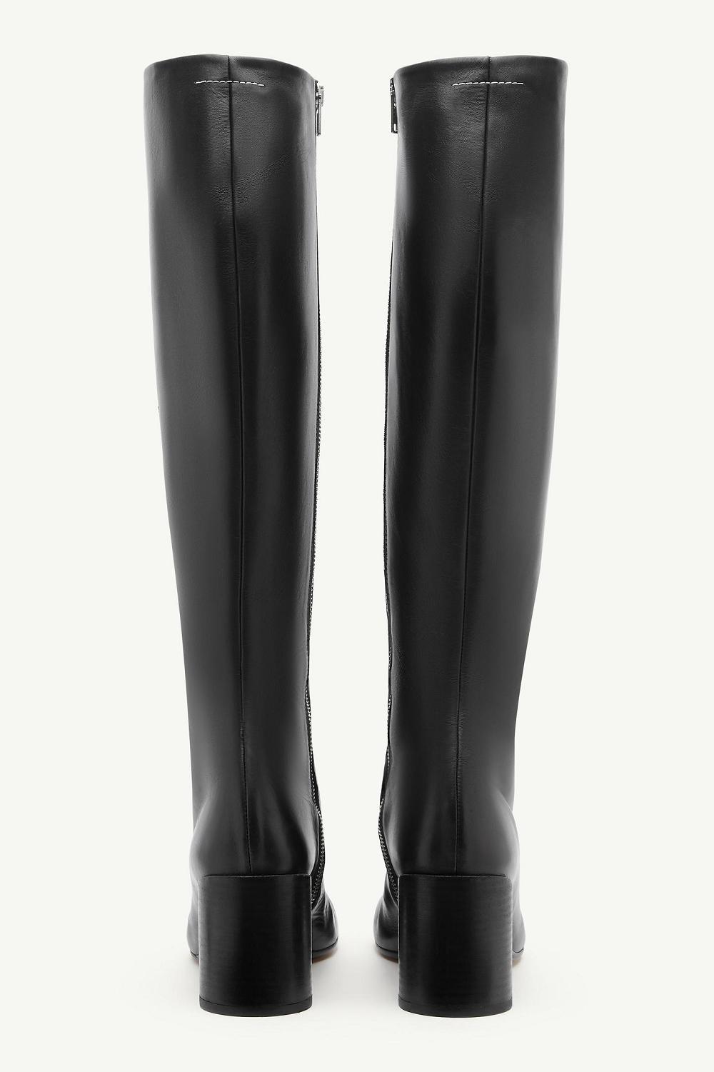 Black Maison Margiela Stitch-out Leather Boots | AU_MM86389