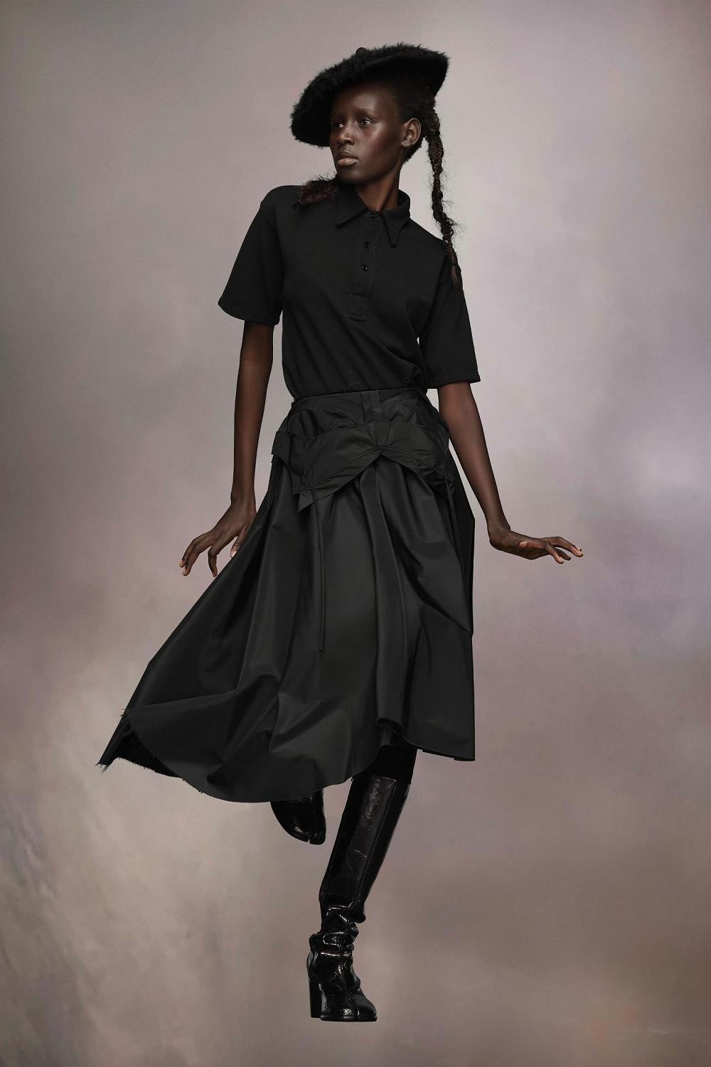 Black Maison Margiela Taffeta Midi Skirt | AU_MM54909