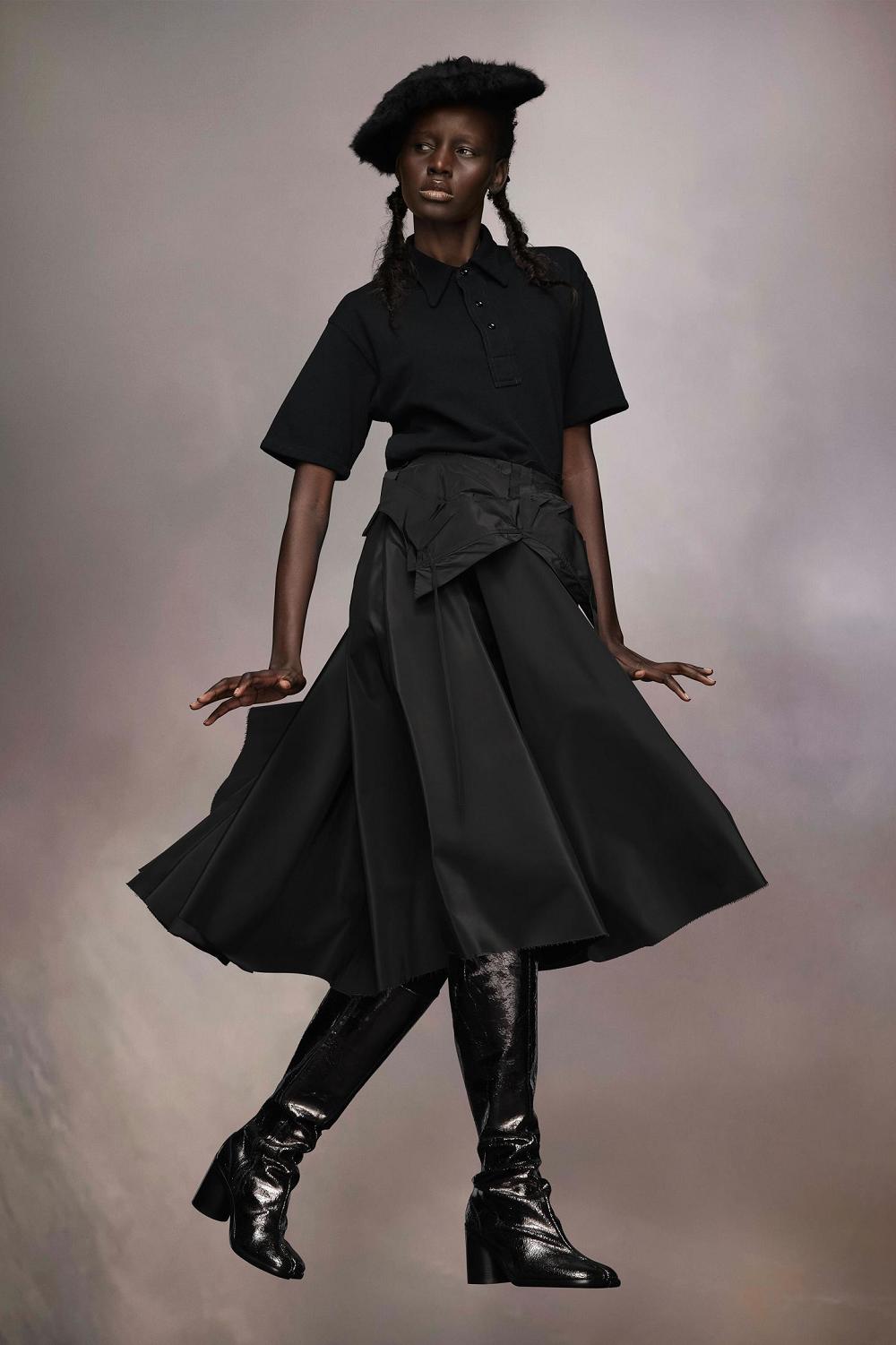 Black Maison Margiela Taffeta Midi Skirt | AU_MM54909