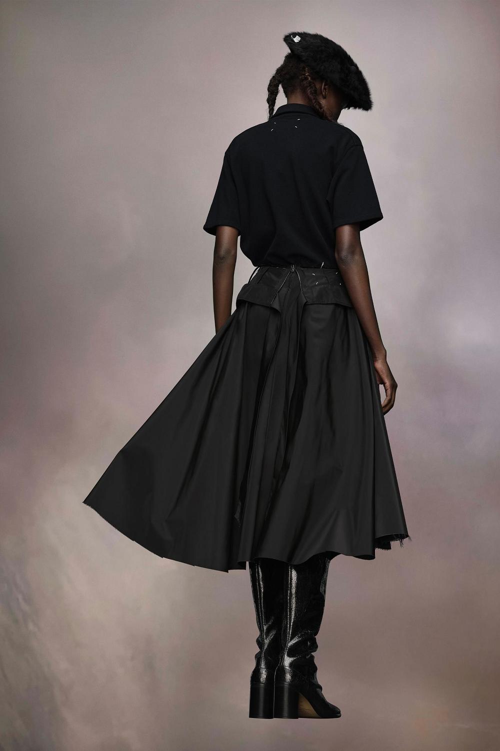 Black Maison Margiela Taffeta Midi Skirt | AU_MM54909