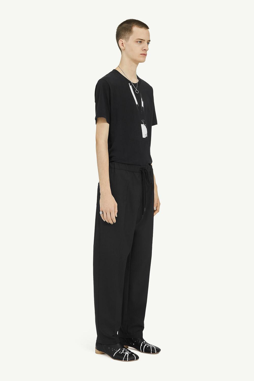 Black Maison Margiela Tapered Leg Tailoring Wool Trousers | AU_MM30650