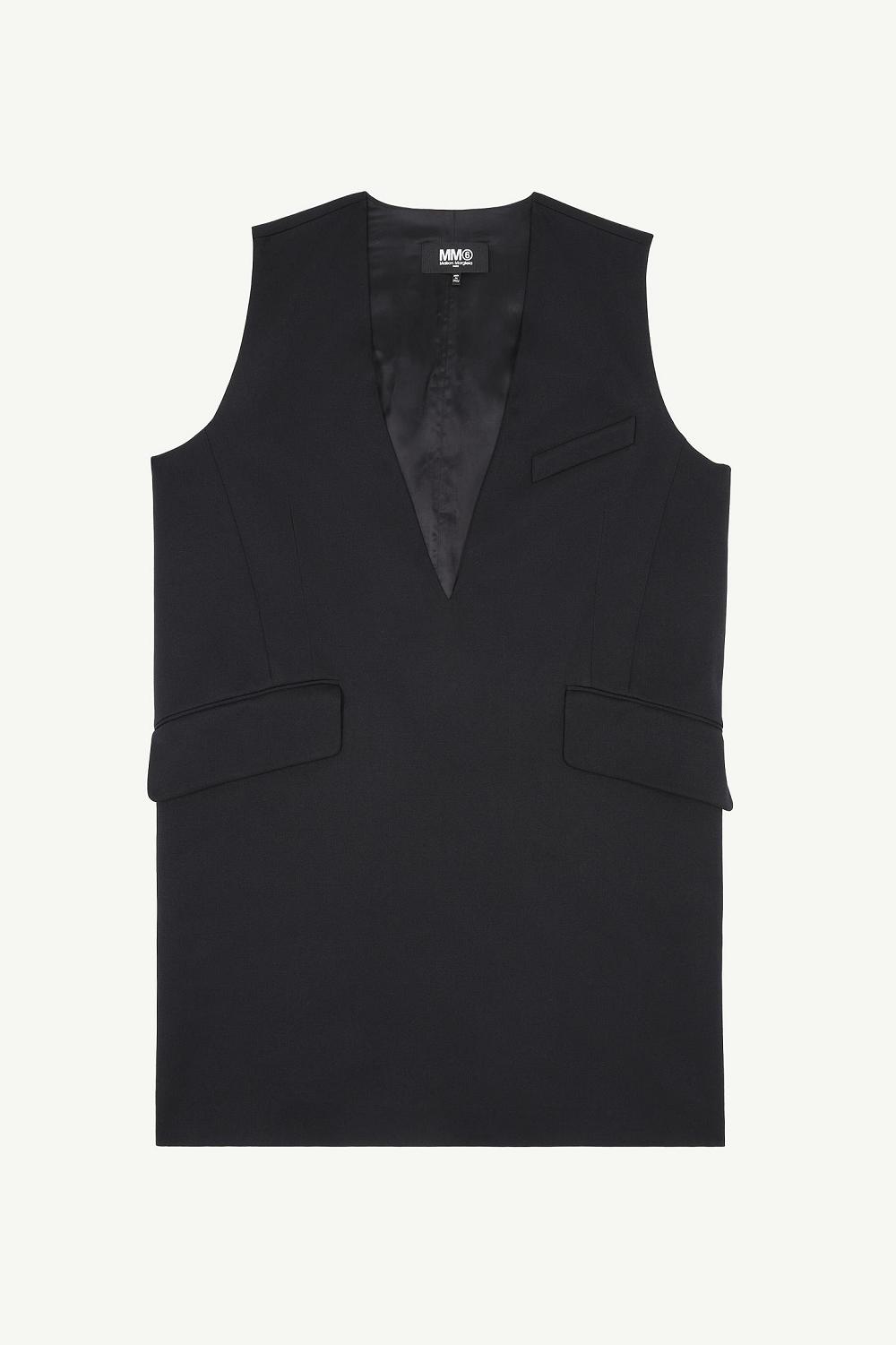 Black Maison Margiela V-neck Sleeveless Dress | AU_MM81930