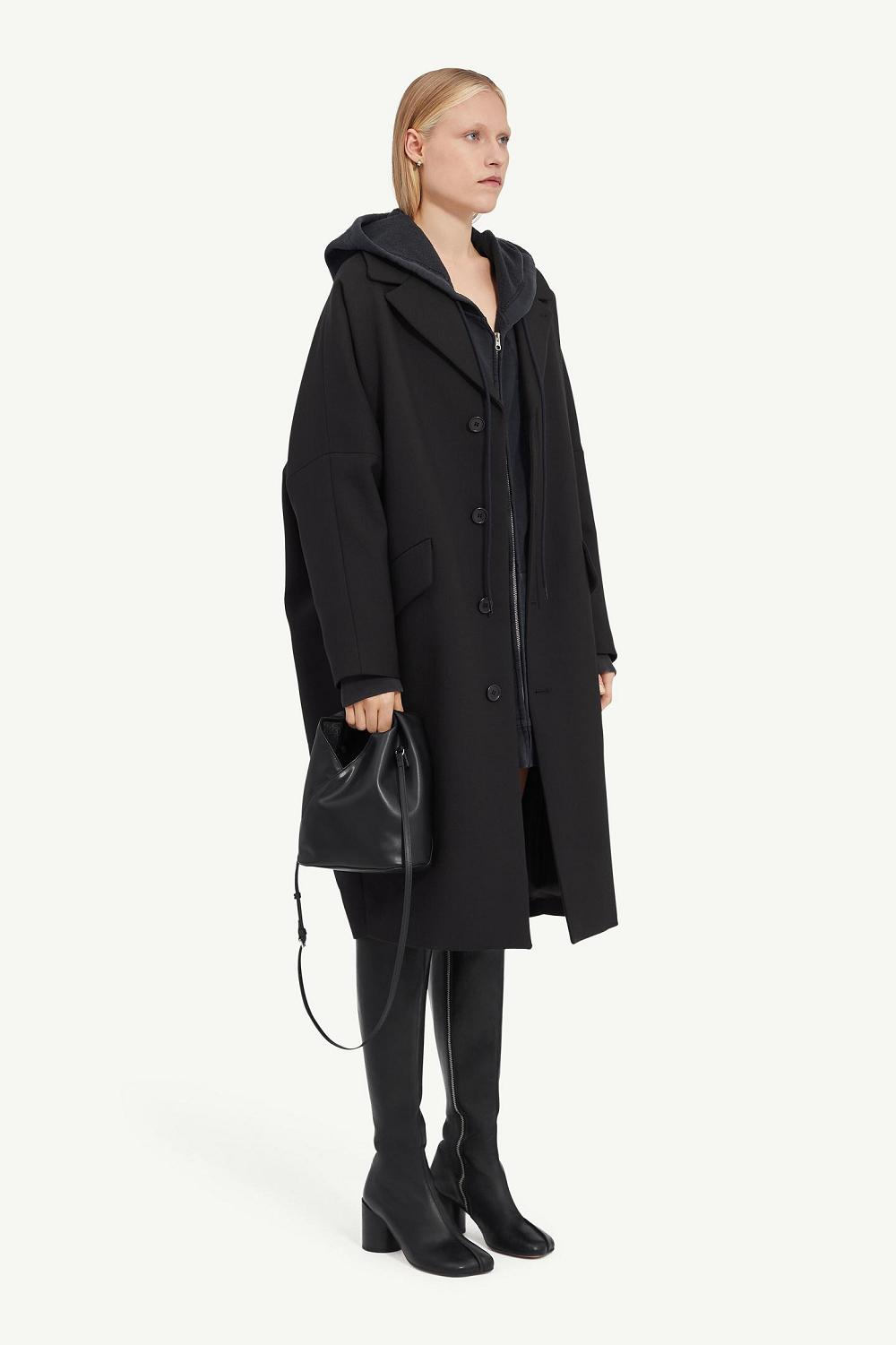 Black Maison Margiela Wool Gabardine Coat | AU_MM66089