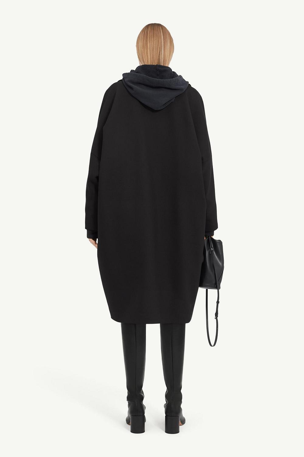 Black Maison Margiela Wool Gabardine Coat | AU_MM66089