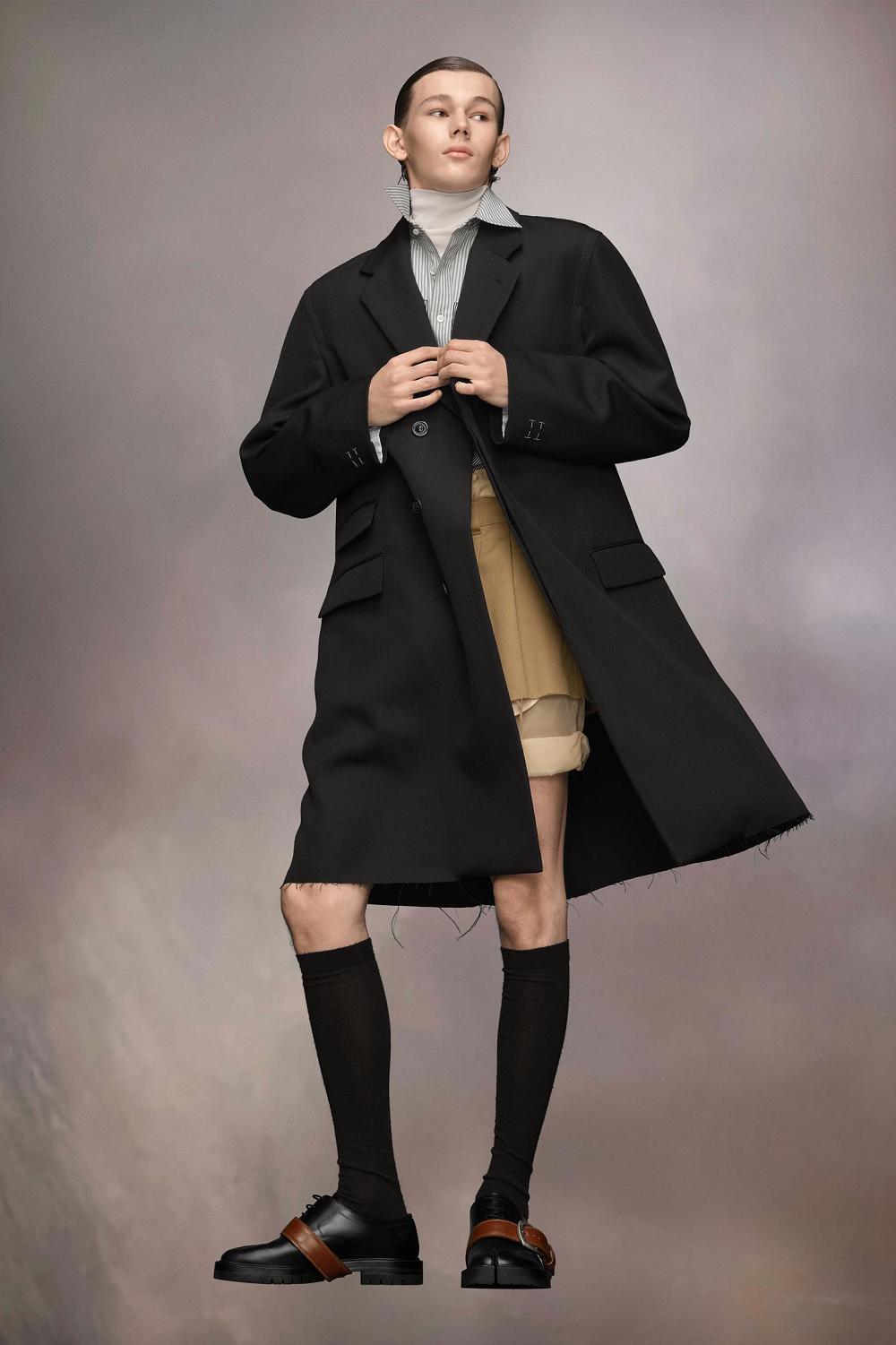 Black Maison Margiela Wool Silk Coat | AU_MM49147