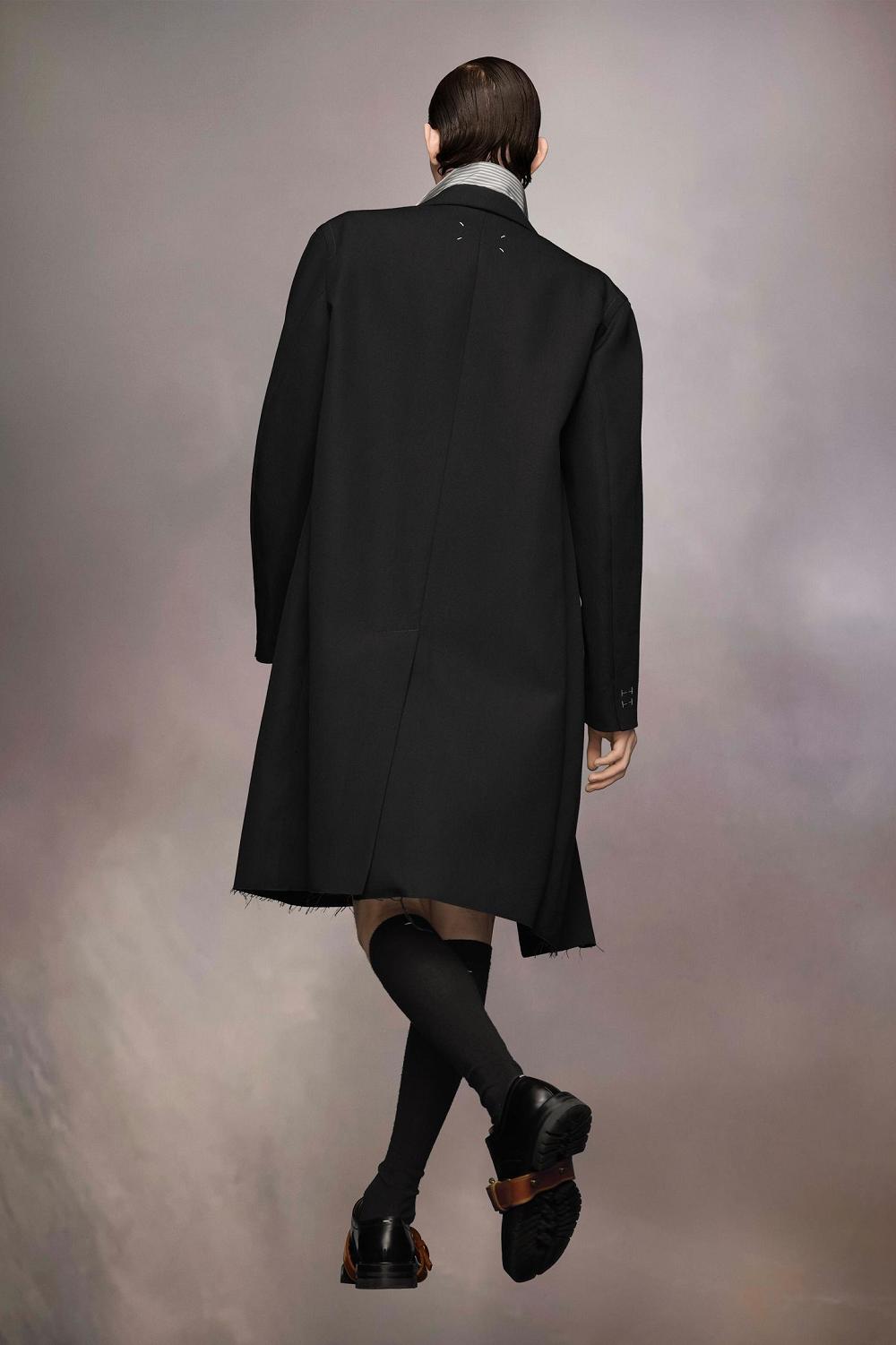 Black Maison Margiela Wool Silk Coat | AU_MM49147