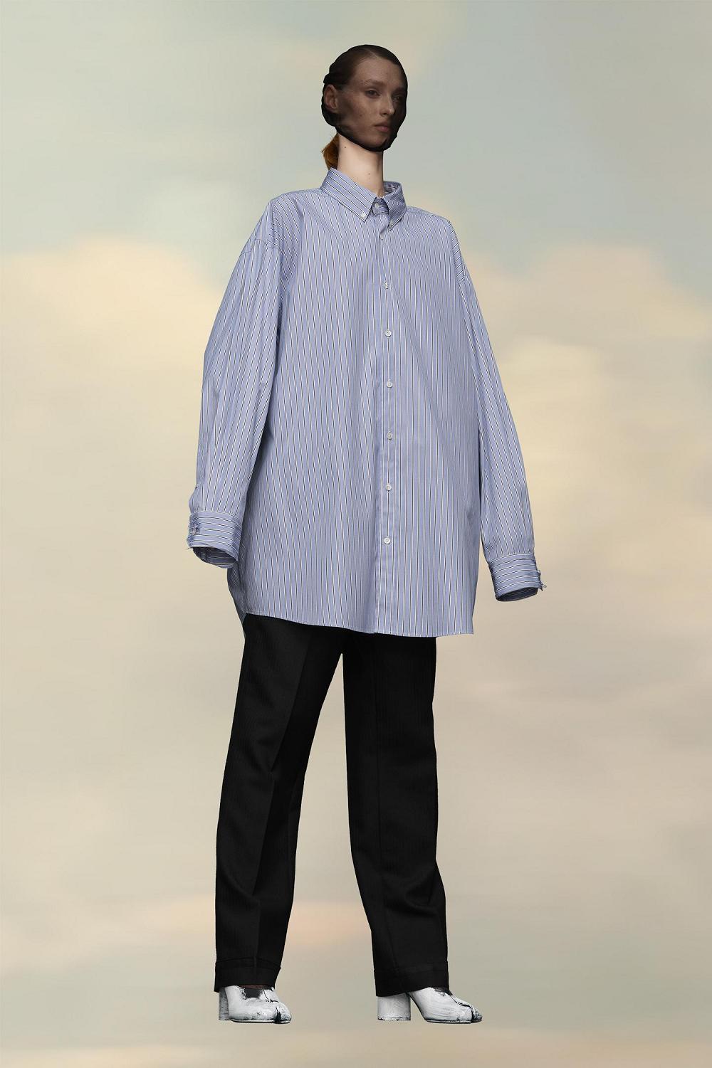 Blue Maison Margiela Organic Cotton Oxford Shirt | AU_MM31399