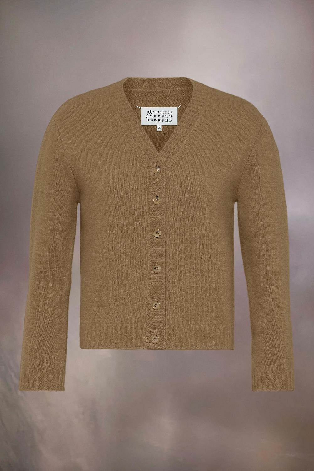 Brown Maison Margiela Washed Lambswool Cardigan | AU_MM96083