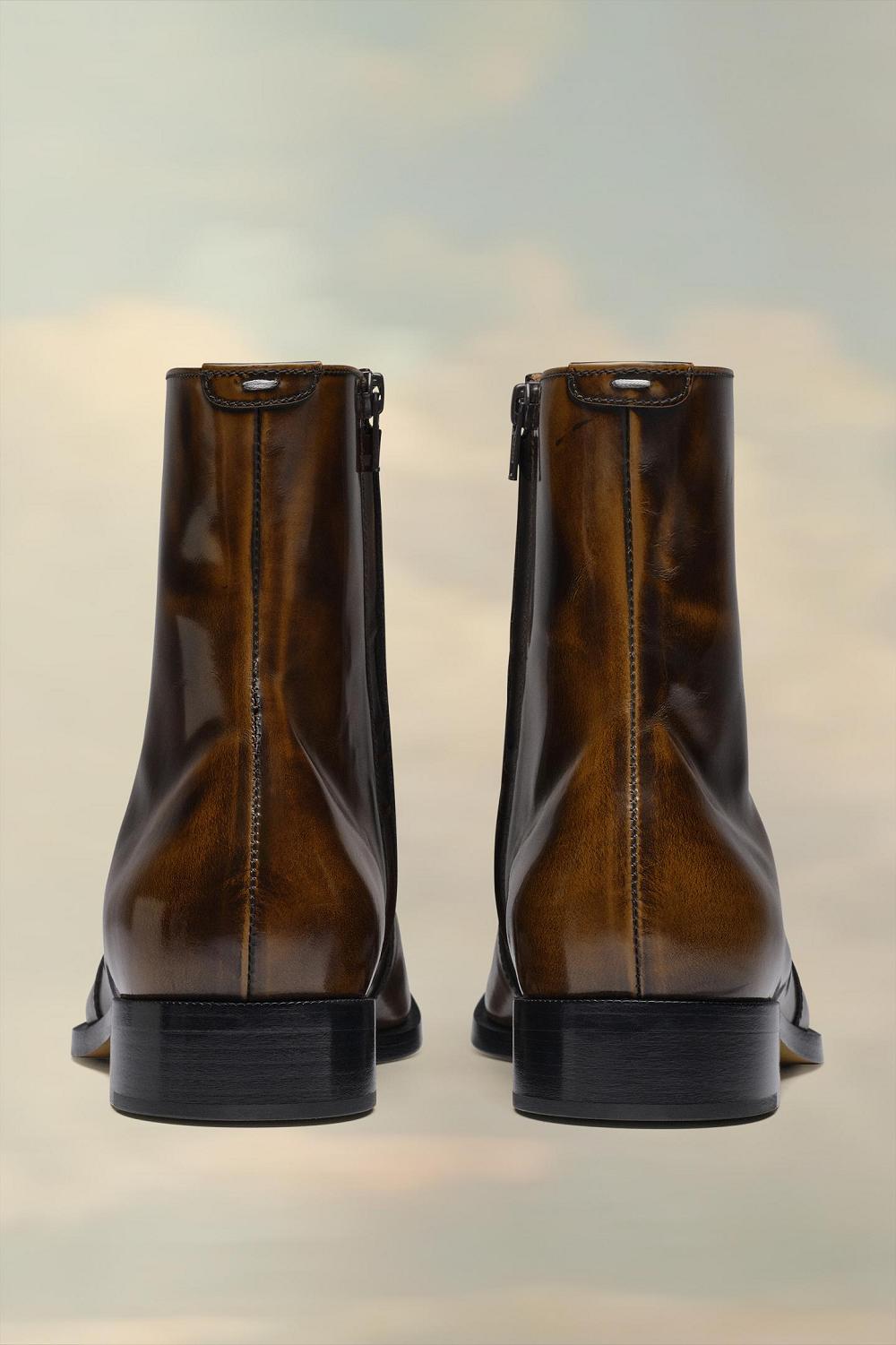 Brown Maison Margiela Waxed Leather Boots | AU_MM55473