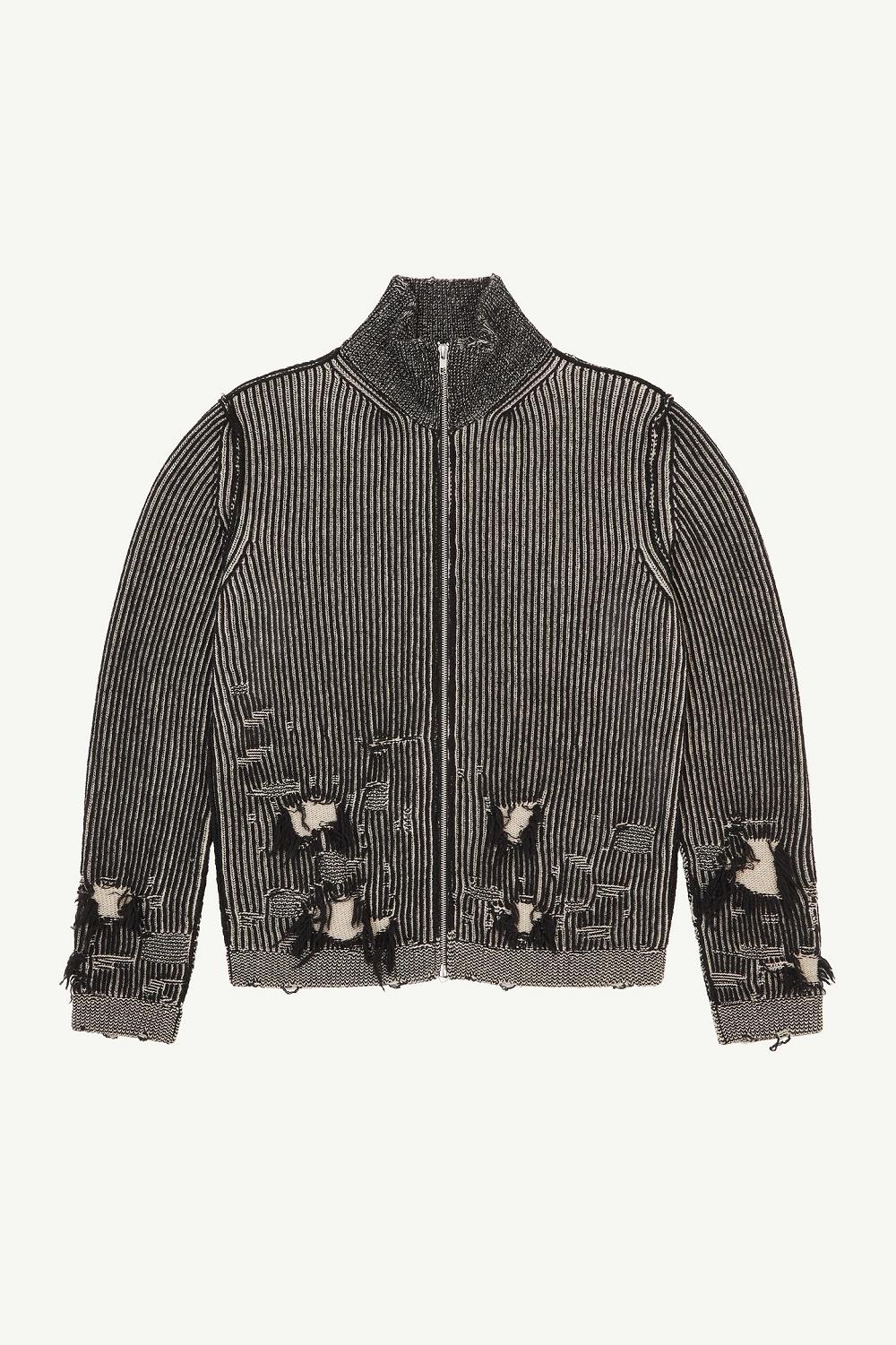 Dark Grey Maison Margiela Ribbed Wool Cardigan | AU_MM83419