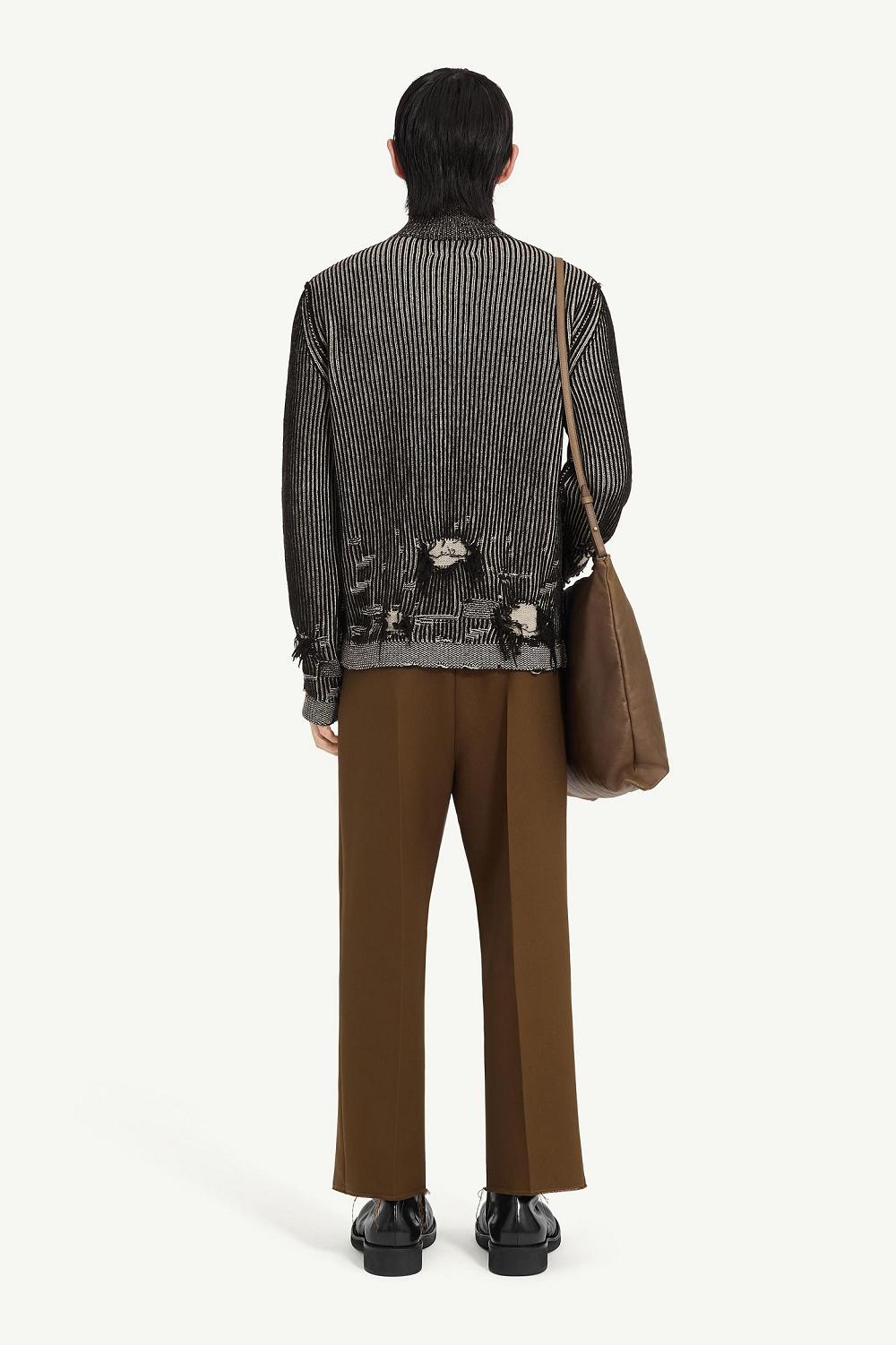 Dark Grey Maison Margiela Ribbed Wool Cardigan | AU_MM99277