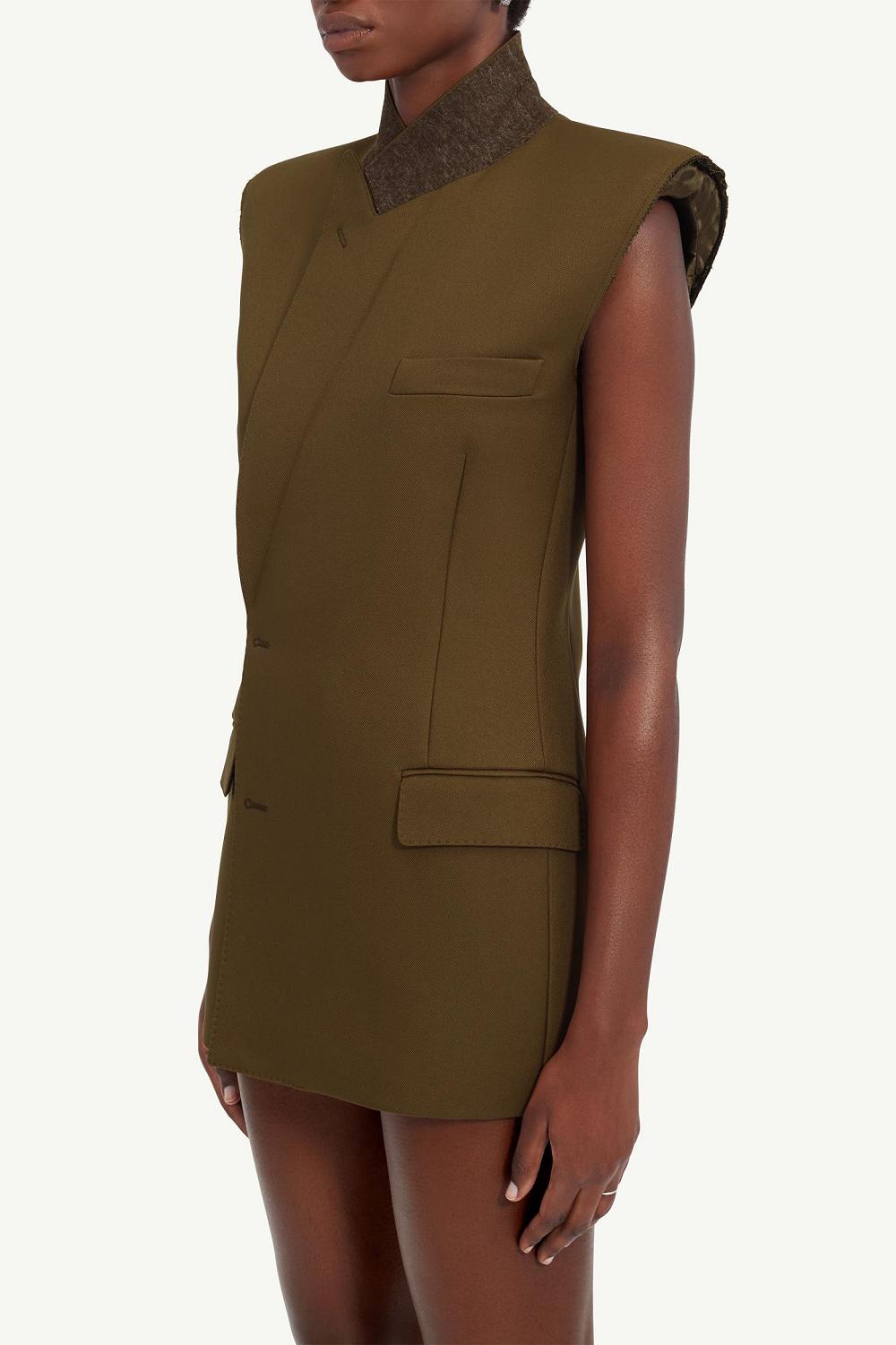 Green Maison Margiela Double-breasted Twill Gilet | AU_MM78987