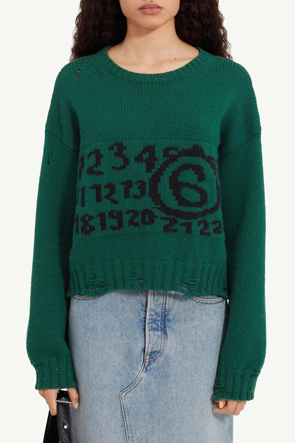 Green Maison Margiela Numeric Crewneck Jumper | AU_MM99103