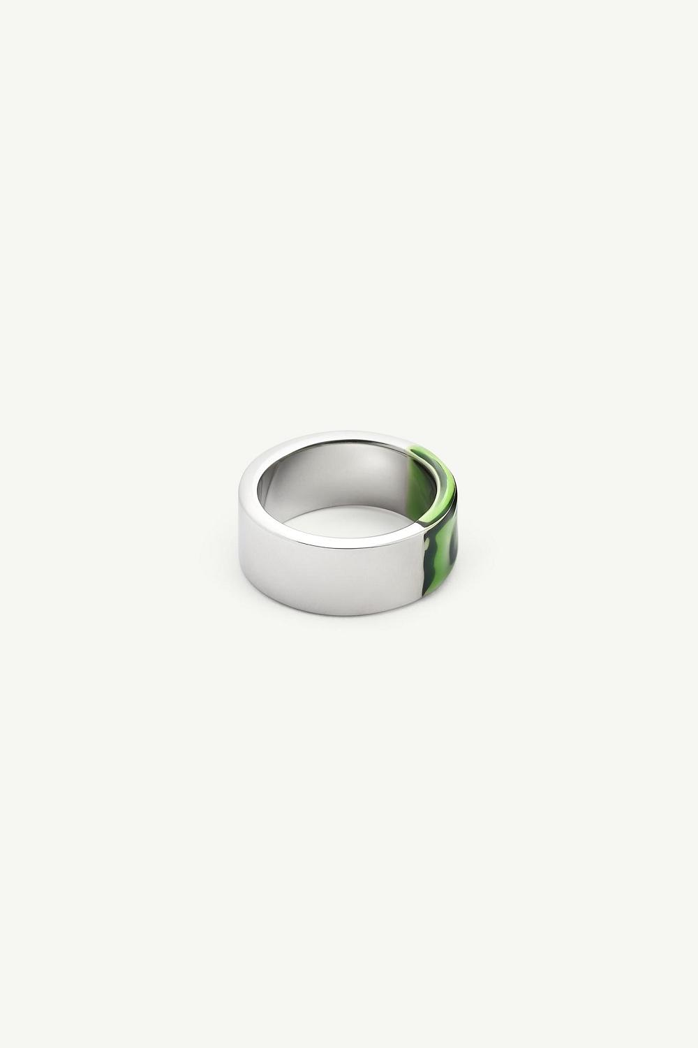 Green Silver Maison Margiela Engraved Numeric Ring | AU_MM64273