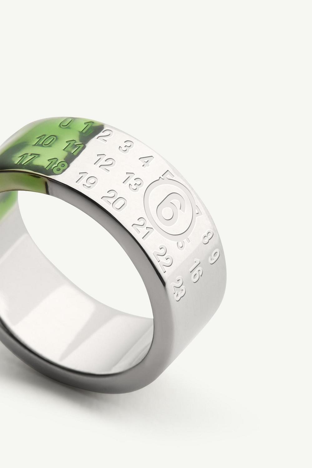 Green Silver Maison Margiela Engraved Numeric Ring | AU_MM64273