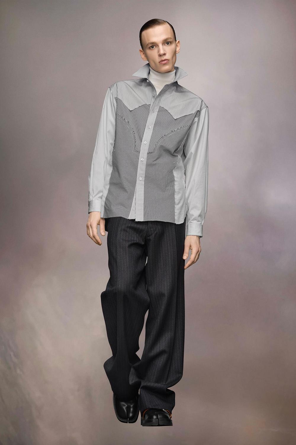 Grey Maison Margiela Stripe Yoke Shirt | AU_MM36661