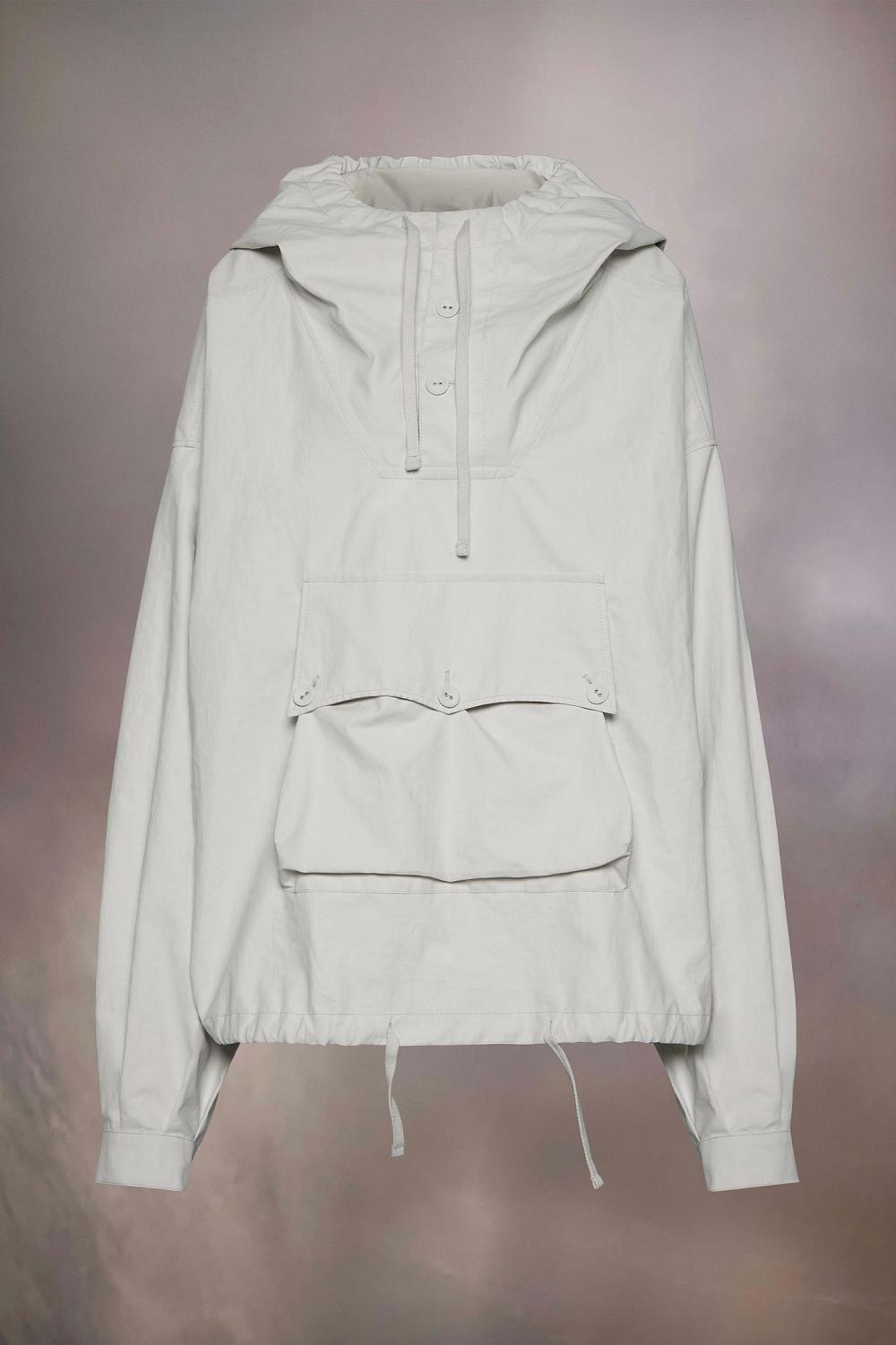 Grey Maison Margiela Waxed Rubber Hooded Windbreaker | AU_MM90373