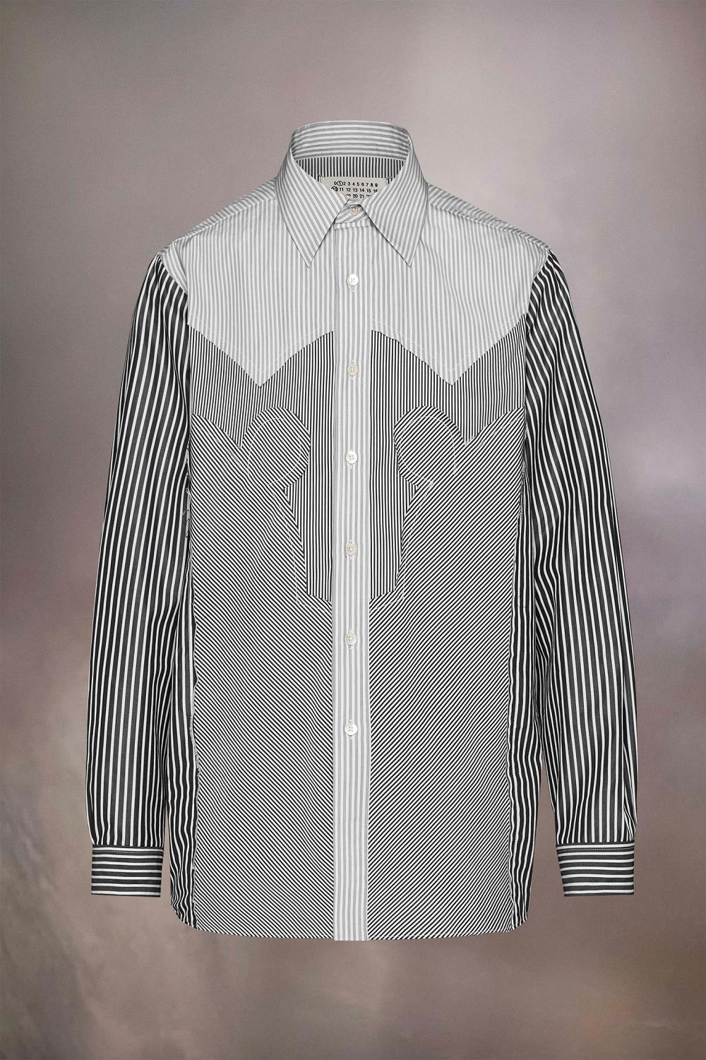 Grey Maison Margiela Yoke Stripe Cotton Shirt | AU_MM62749