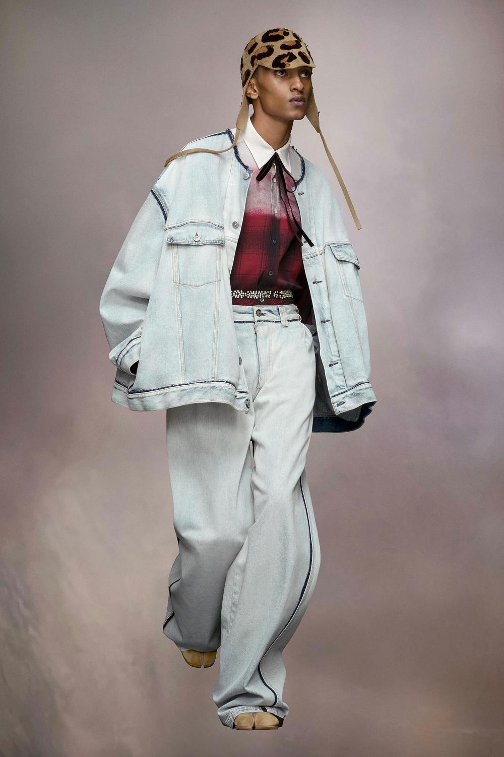 Light Blue Maison Margiela Collarless Denim Jacket | AU_MM87027