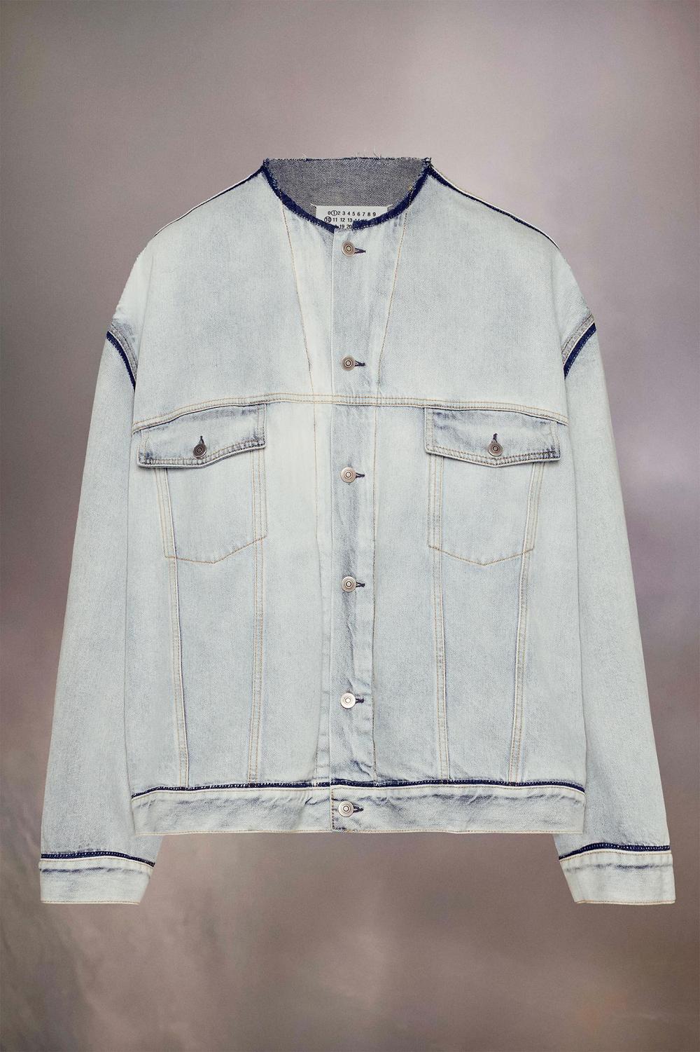 Light Blue Maison Margiela Collarless Denim Jacket | AU_MM87027