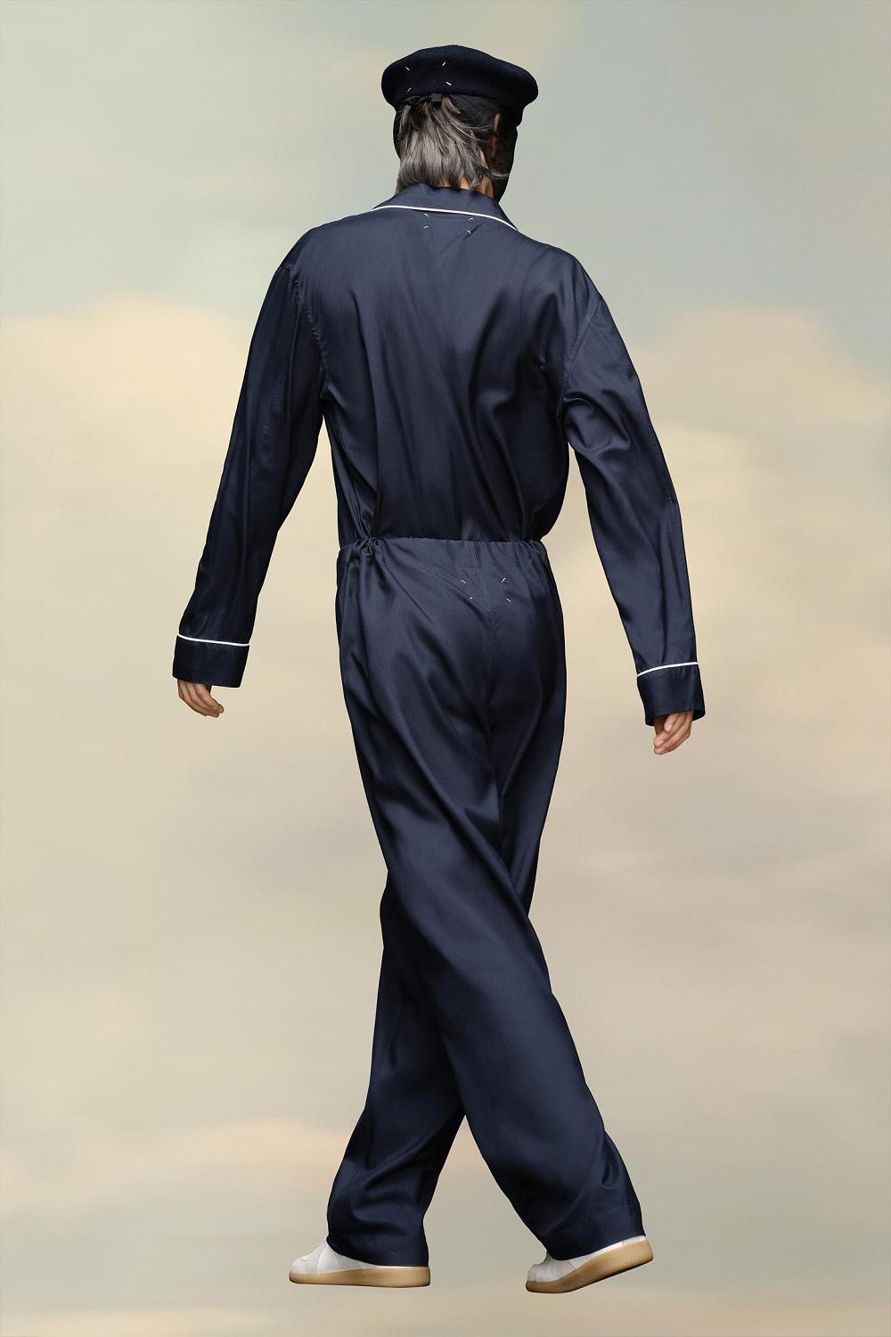 Navy Maison Margiela Silk Poplin Trousers | AU_MM97918