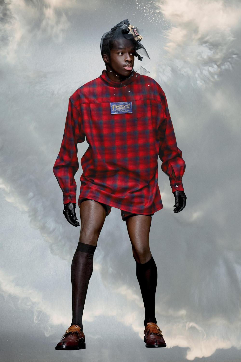 Red Black Maison Margiela Pendleton Oversized Shirt | AU_MM46401