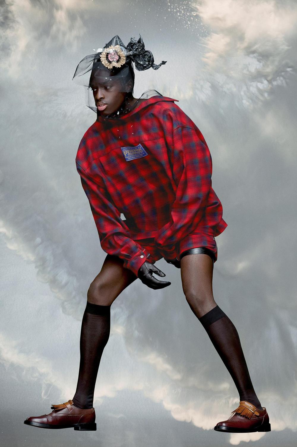 Red Black Maison Margiela Pendleton Oversized Shirt | AU_MM46401