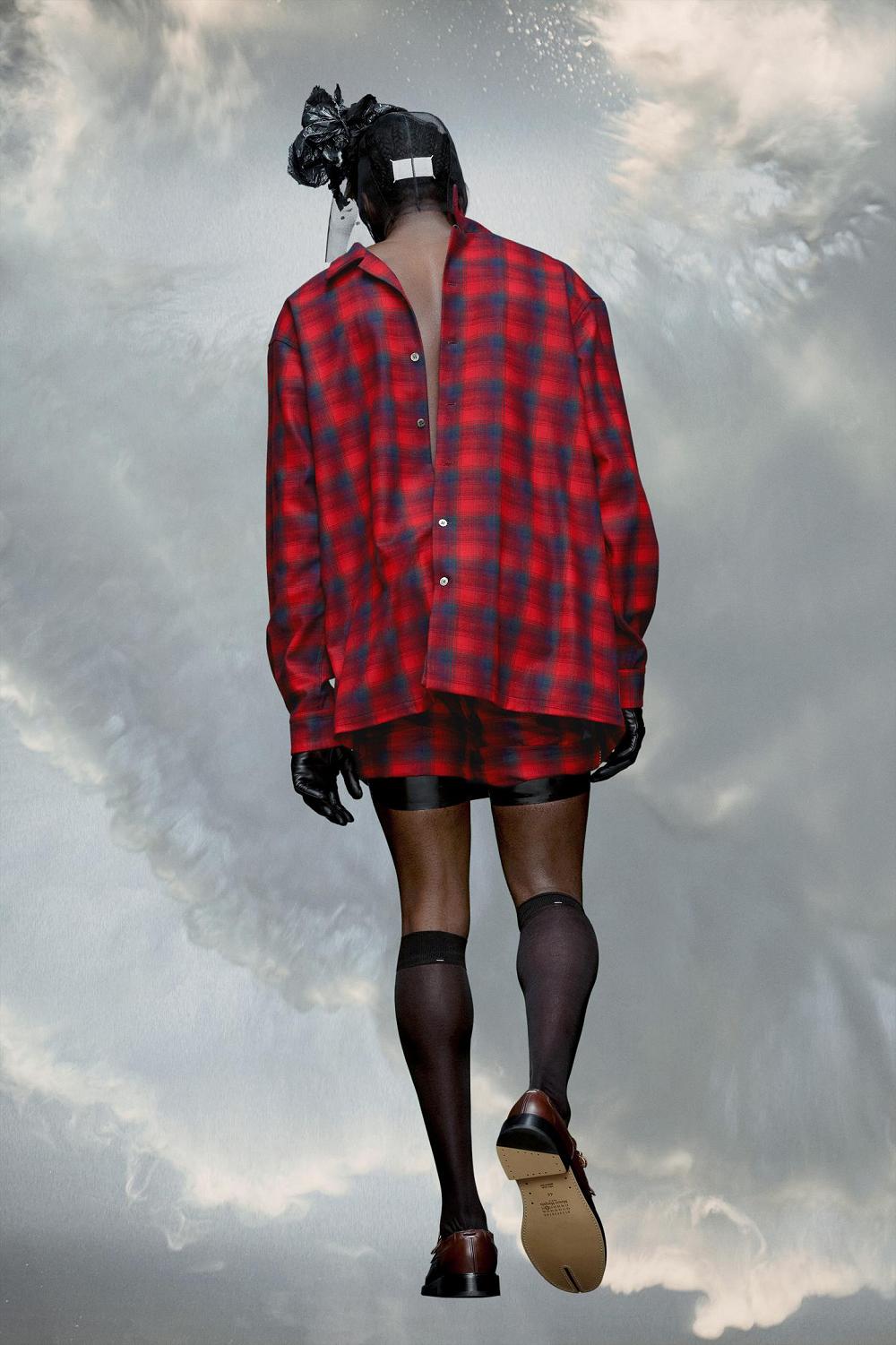 Red Black Maison Margiela Pendleton Oversized Shirt | AU_MM46401