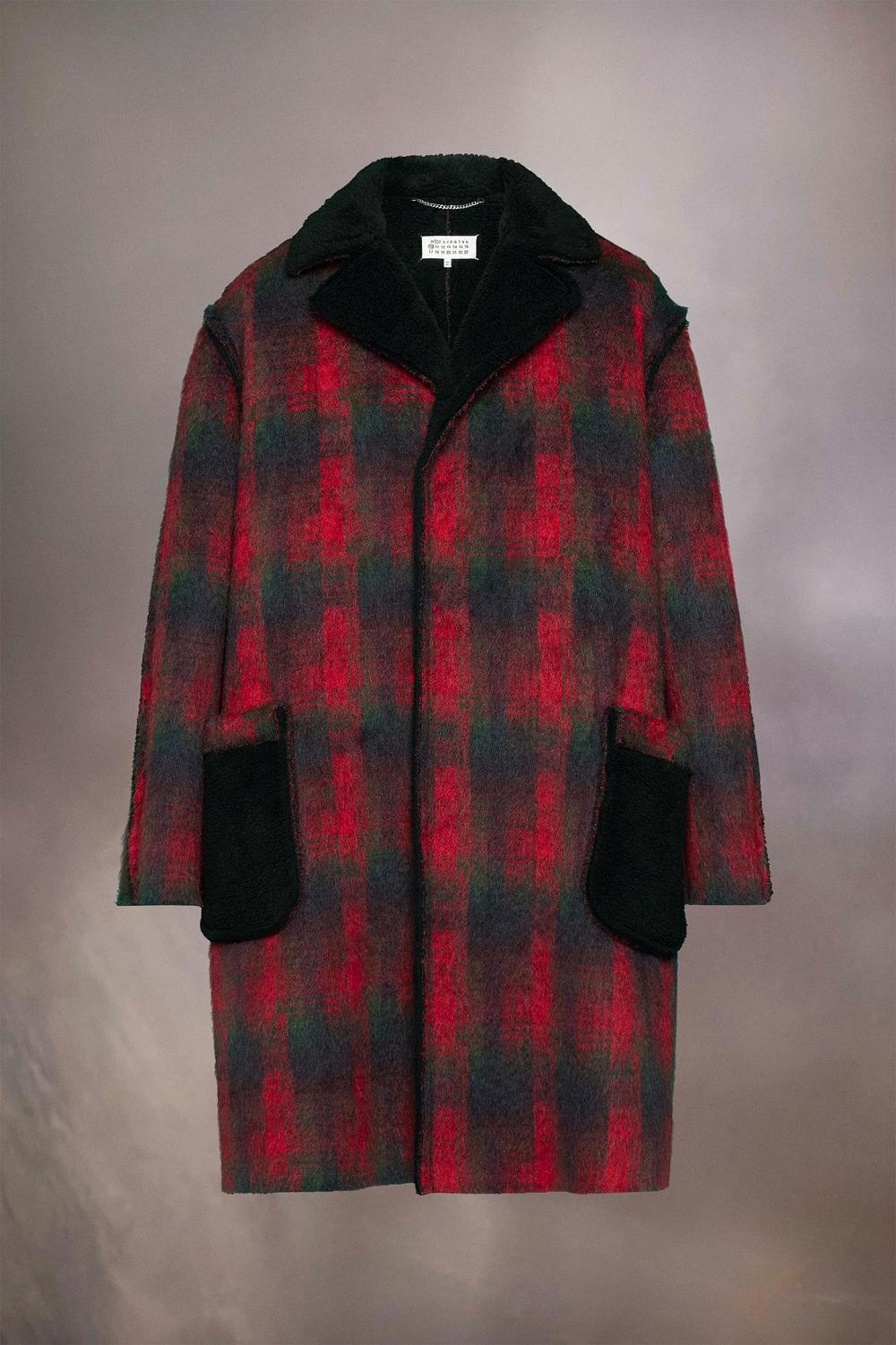 Red Maison Margiela Pendleton Jacquard Coat | AU_MM81348