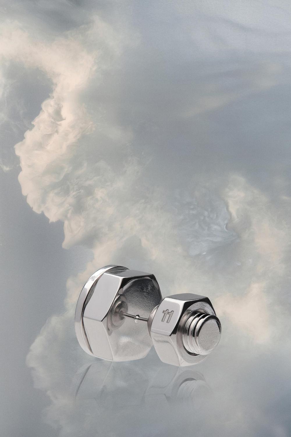 Silver Maison Margiela Bolt And Nut Circular Earring | AU_MM42543