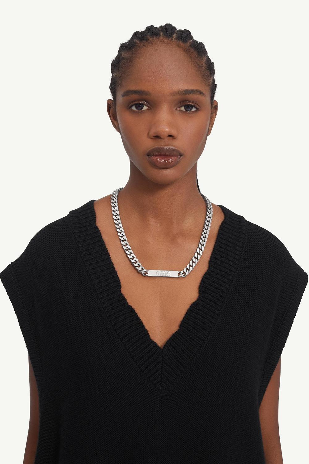 Silver Maison Margiela Embossed Numeric Necklace | AU_MM29837