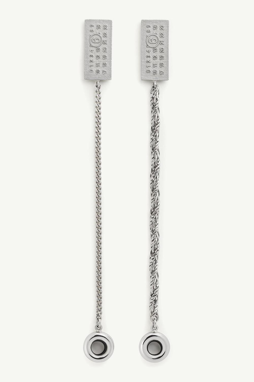 Silver Maison Margiela Embossed Numeric Earrings | AU_MM67803