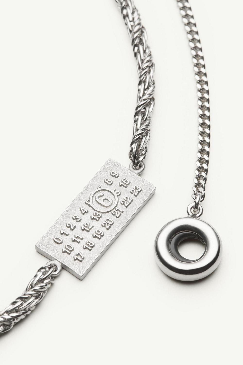 Silver Maison Margiela Embossed Numeric Necklace | AU_MM47874