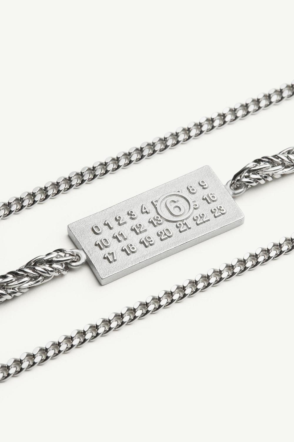 Silver Maison Margiela Embossed Numeric Necklace | AU_MM47874