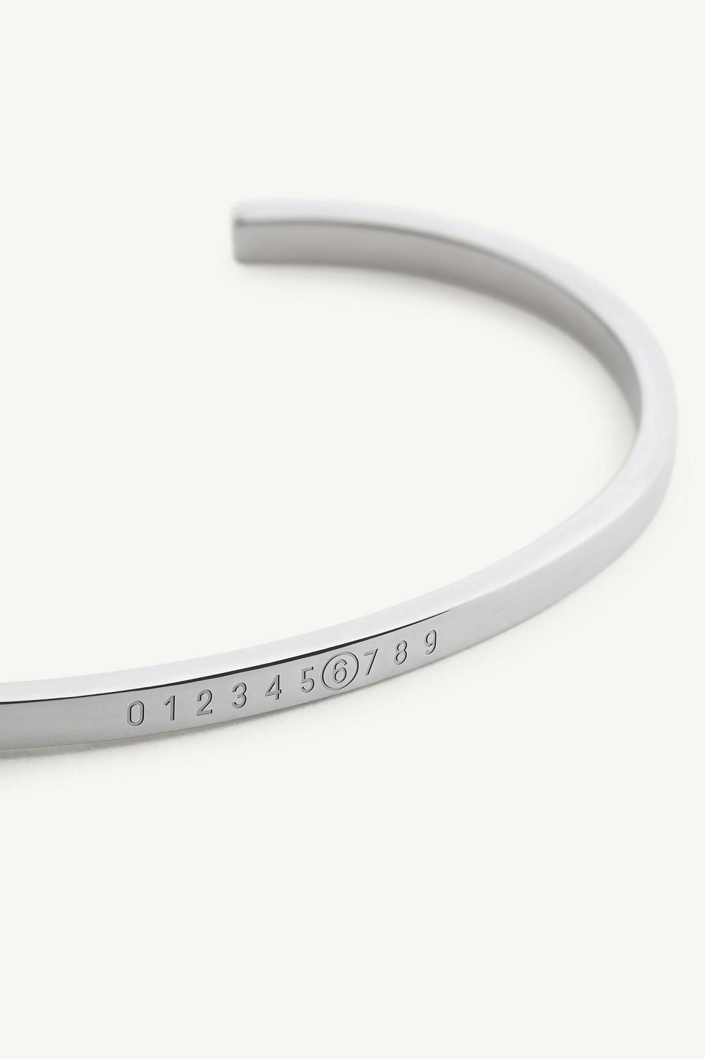 Silver Maison Margiela Numeric Minimal Signature Cuff Bracelet | AU_MM38242