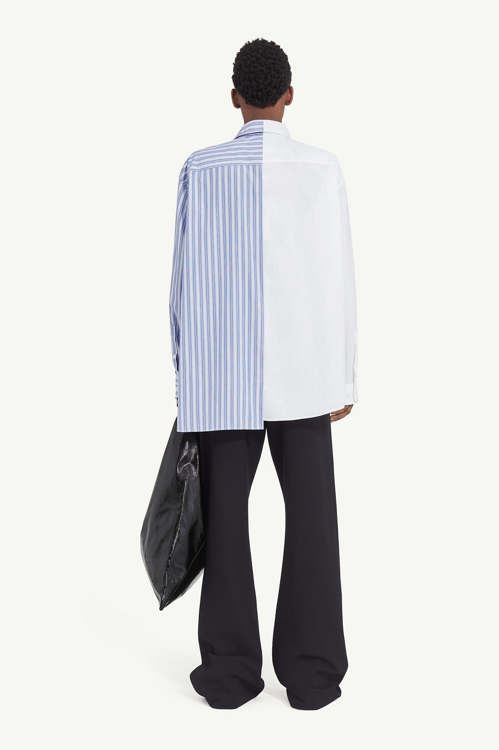 White Blue Maison Margiela Spliced Numbers Shirt | AU_MM41550