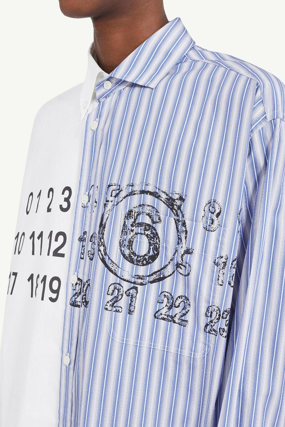 White Blue Maison Margiela Spliced Numbers Shirt | AU_MM41550