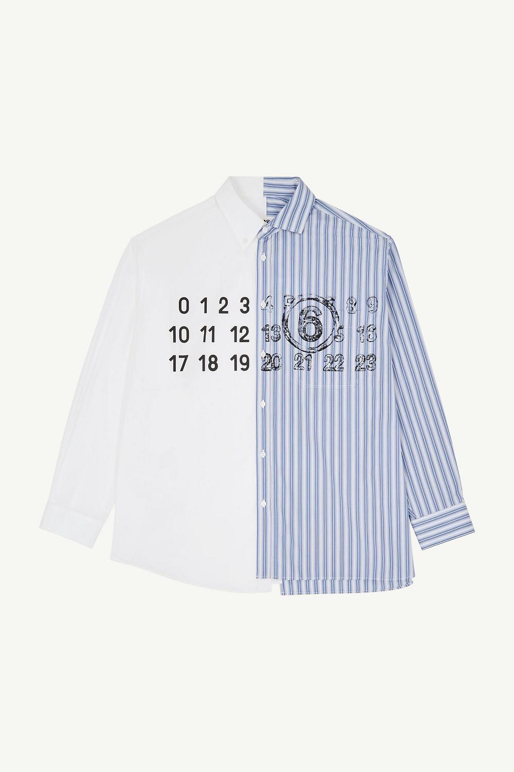 White Blue Maison Margiela Spliced Numbers Shirt | AU_MM41550