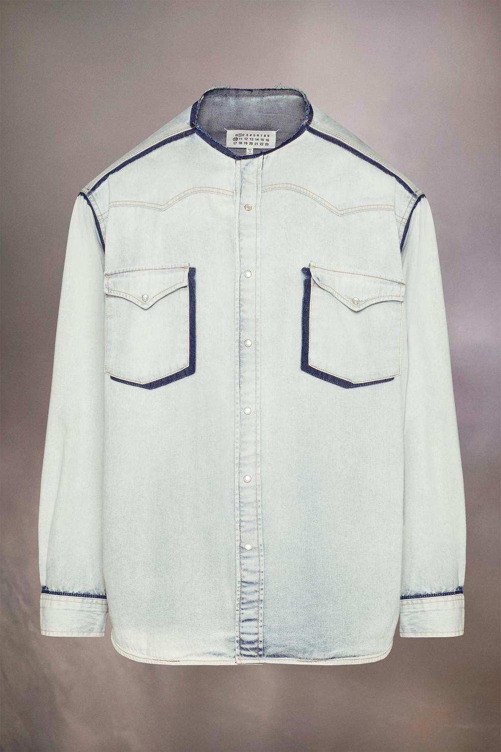 White Maison Margiela Collarless Denim Shirt | AU_MM91085