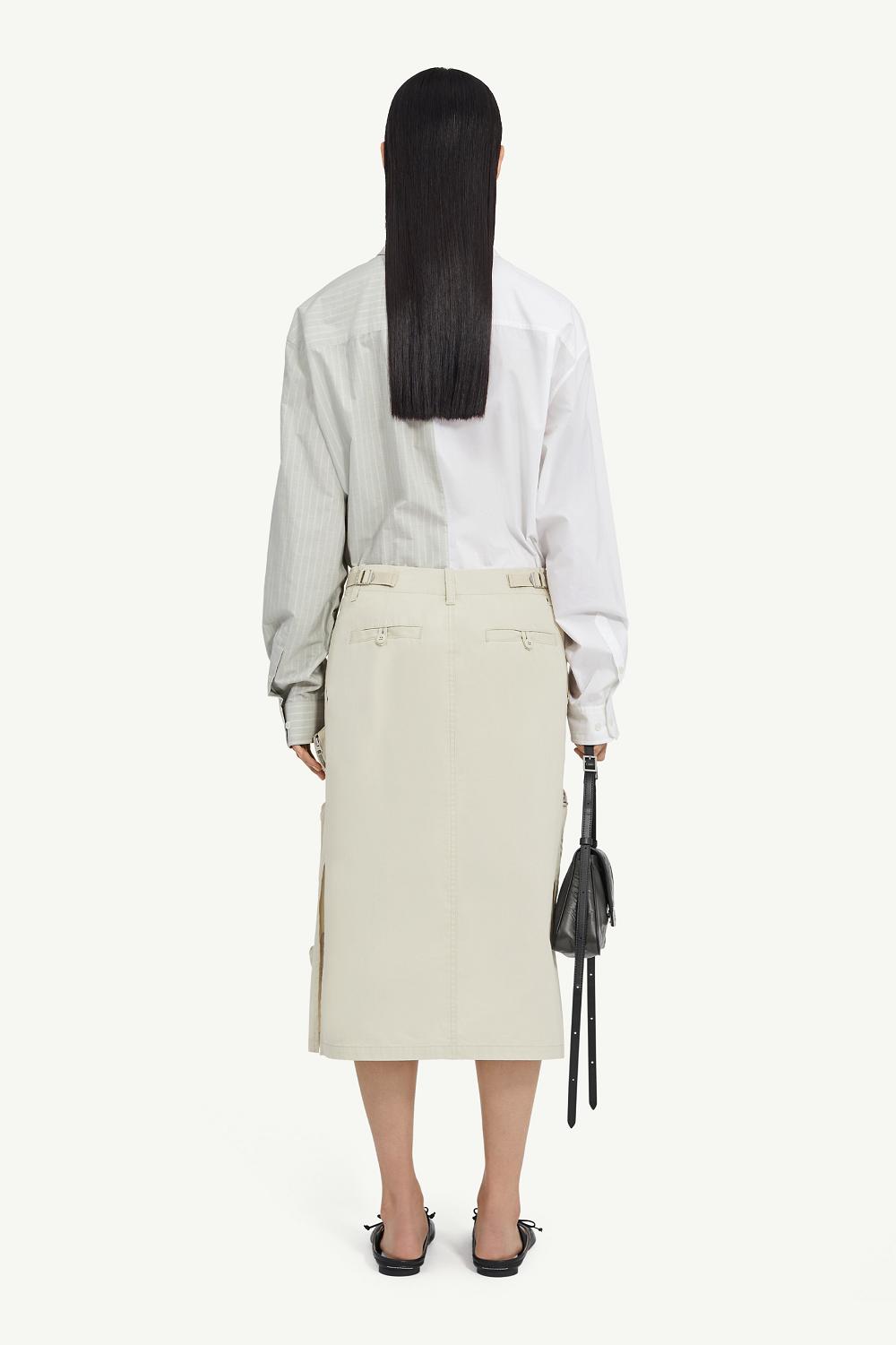 White Maison Margiela Cotton Gabardine Midi Skirt | AU_MM63267