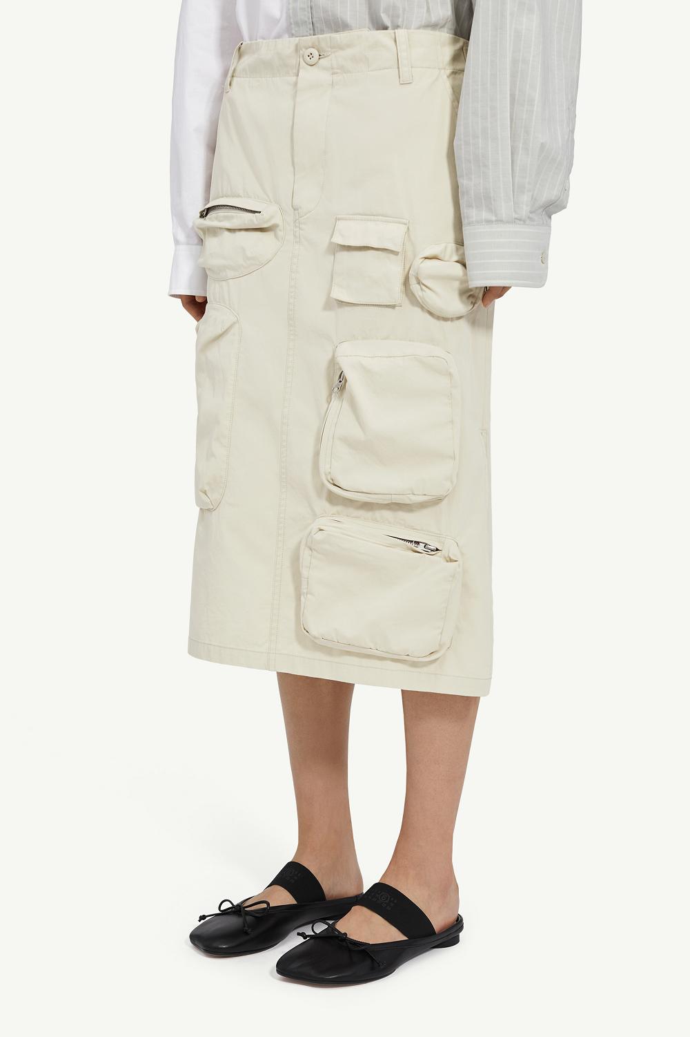 White Maison Margiela Cotton Gabardine Midi Skirt | AU_MM63267