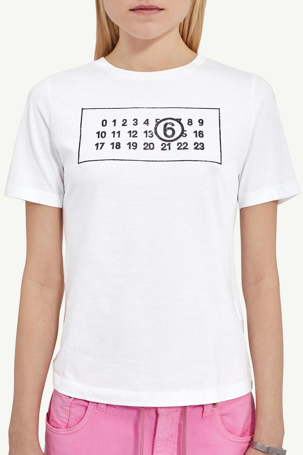 White Maison Margiela Cotton Jersey Numeric T-shirt | AU_MM15656