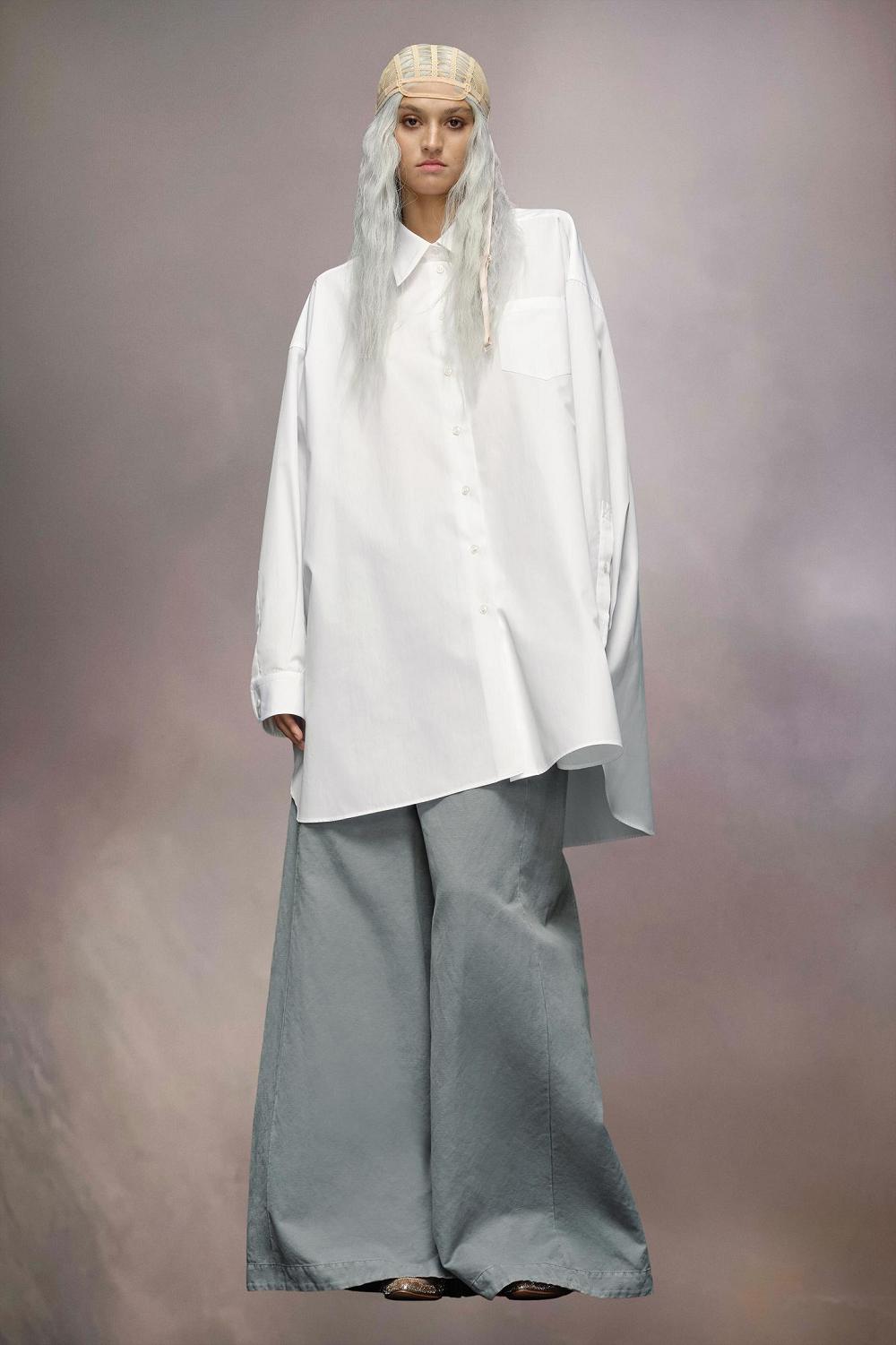 White Maison Margiela Cotton Poplin Shirt Dress | AU_MM52077