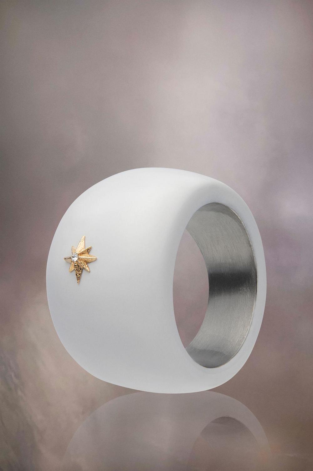 White Maison Margiela Enamel Chunky Ring | AU_MM85073