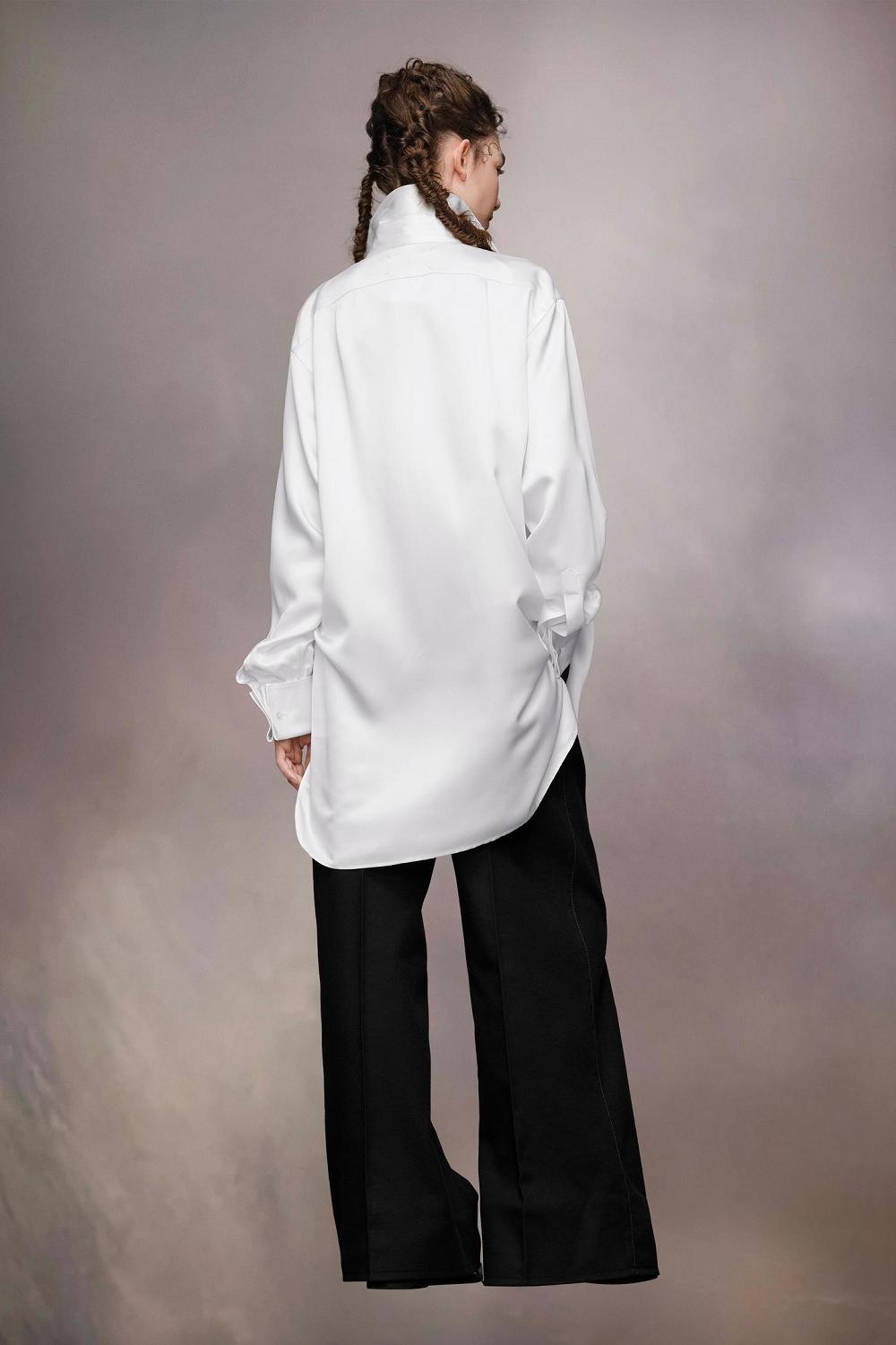 White Maison Margiela Silk Shirt Dress | AU_MM98448